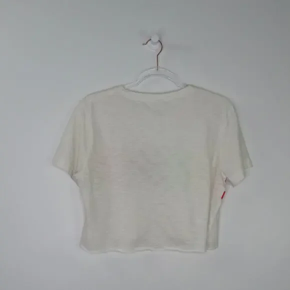 PINK Rainbow Checkered Crop Top Crewneck Colorful Extra Small Baby Tee - Picture 4 of 7